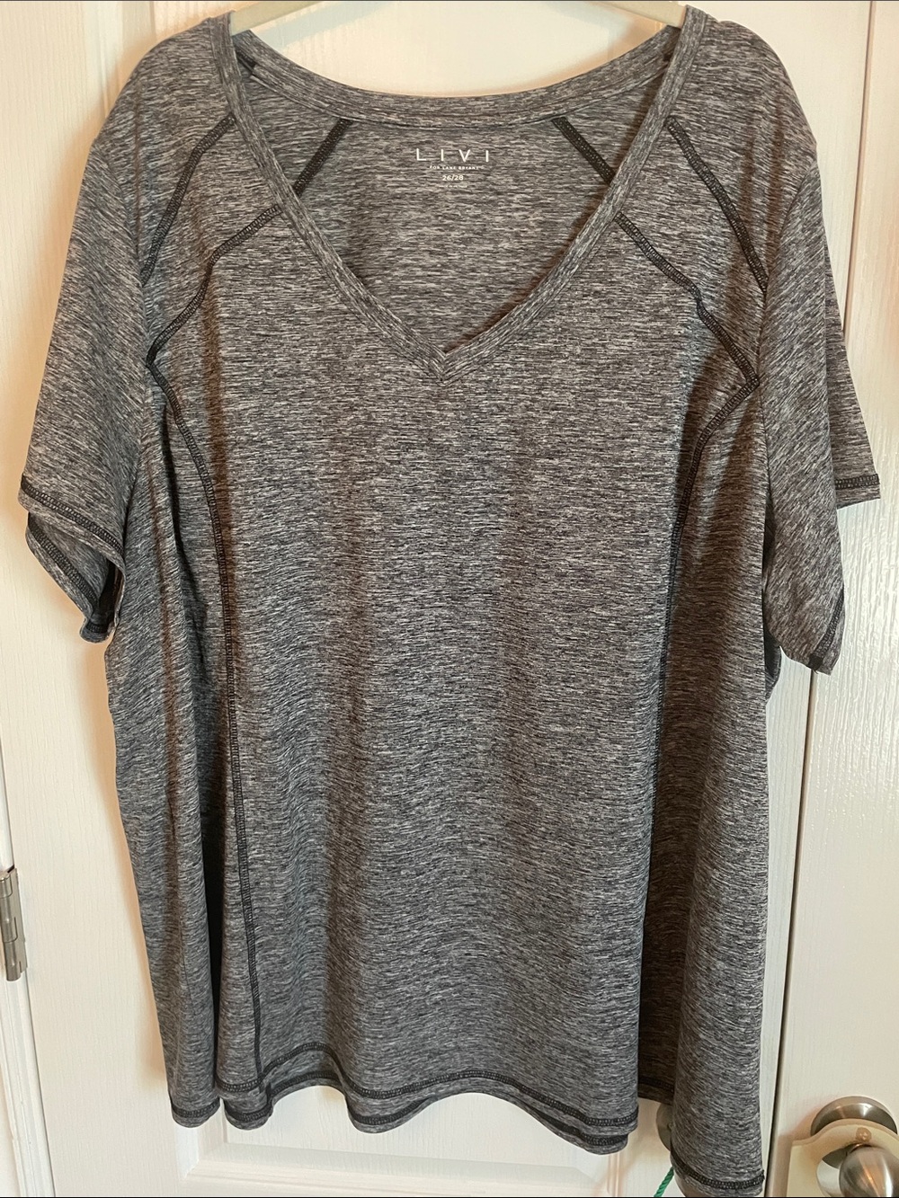 Lane Bryant Gray Heather V-Neck Short Sleeve Tee